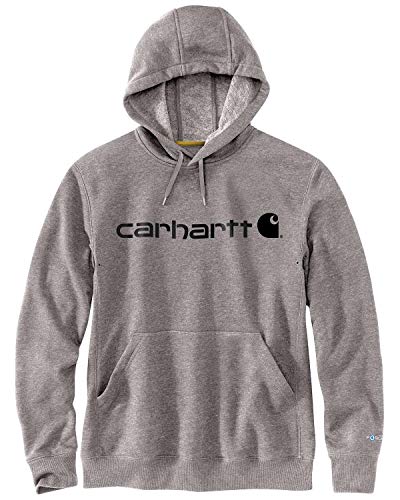 Carhartt Men's Force Delmont Signature Graphic Hooded Sweatshirt, Asphalt Heather, Medium