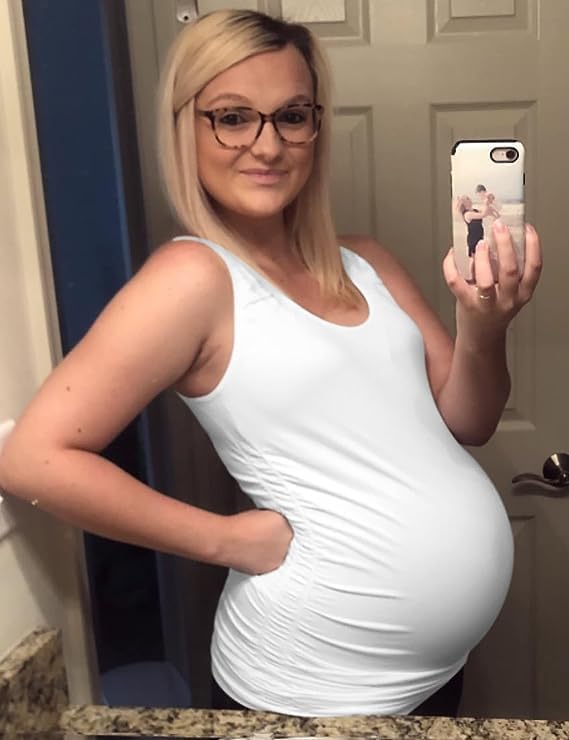 Peauty "Long Enough to Cover Hip Maternity Side Ruch Tank Tops/Basic Maternity Tops for Summer Casual Wear (S-3XL) - Image 2