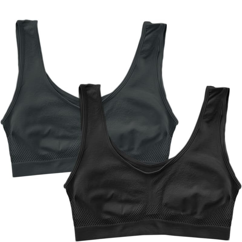 Image of Pack of 2 Seamless Air Bra: Stretchable, Non-Padded, Non-Wired Sports Bra for Women