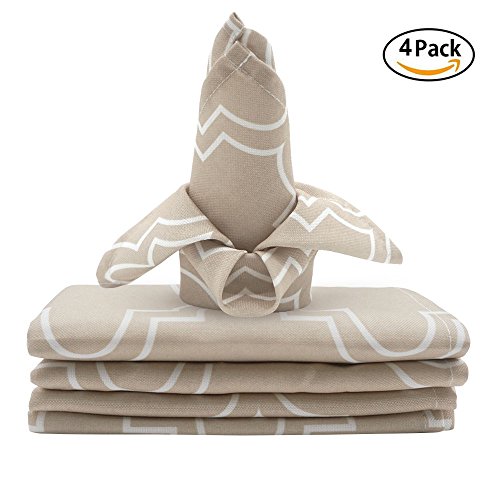 Aoohome Quatrefoil Geometric Fabric Tablecloth, Water Repellent, Spill Proof, Suitable For Dinner (Khaki, 17X17 Napkin) #TOP1