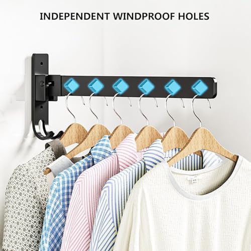Drying Rack Wall Mounted, 180° Swivel Wall Mounted Clothes Dryer Garment Rack, Wall Mounted Clothes Hanger Aluminum Alloy Hanging Shelves for Balcony and Bathroom,2 a +