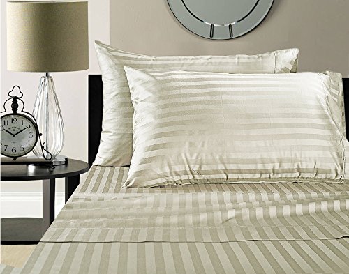 Addy Home Fashions Egyptian Cotton 500 Thread Count Damask Stripe Sheet Set, King