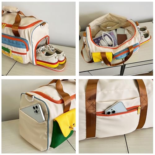 Image of Small Gym Bag for Women, Travel Duffle Bag Carry On Weekender Bag with Shoe Compartment