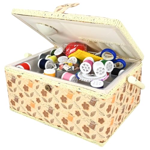 Large Sewing Box for Sewing Supplies, Deluxe Sewing Basket with Accessories, Ideal for Beginners and Professionals with Removable Tray and Pin Cushion