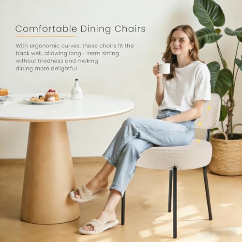 image for DUMOS Dining Chairs Set of 4, Mid Century Modern Chair Round Upholster