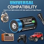 CITYORK 4 Pack USB Rechargeable D Lithium Batteries, 1.5V 15000mWh D Size Batteries with 4 in 1 USB-C Cable, Fast Charge D Cell Battery Rechargeable for Flashlight, Water Heater, Gas Stove