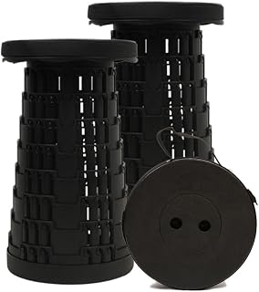 JAEMEYEM 2-Pack Upgraded Collapsible Folding Stool - 660lb Capacity, Lightweight 2.54lb Portable Seat for Camping Hiking Fishing BBQ, Adjustable Height