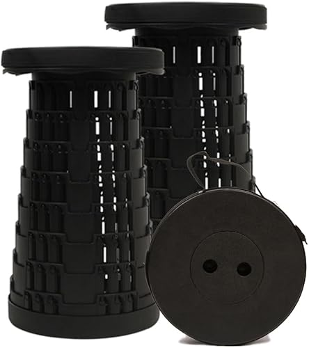 Taburete plegable mejorado, 2 piezas, taburete plegable máximo de 660 libras, ligero, resistente, ajustable, portátil, taburetes plegables para