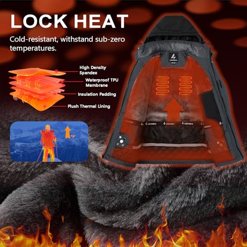 Image of Mens Winter Coats Ski Snowboard Jacket Down Waterproof Coat | Warm Jacket, Insulated Jacket, Cold Weather Jacket, Heavy Jackets, Winter Parka, Windproof Coat, Hiking, Camping, Working