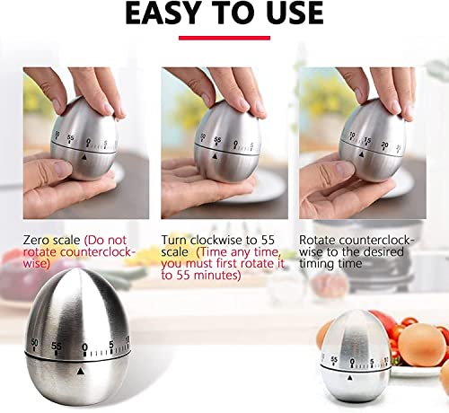 Image of Steel Egg Timer | Kitchen Timer with Alarm | Mechanical Timer Stopwatch for Study, Cooking & Baking | TimerClock for Study Students | CountdownTimer & Time Piece with Alarm (1-pcs)