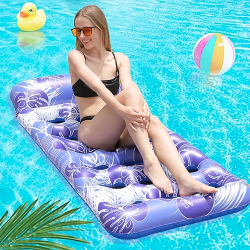 Aufblasbares Schwimmender Bett, Luftmatratze Erwachsene,Matratze Schwimmbad, Aufblasbarer Wasserhängematte, Luftmatratze Pool mit Löchern für Erwachsene Kinder Strand Sommer Party,180X80cm