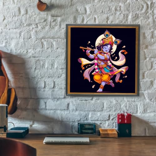 Image of Whattacraft! DIY Acrylic Paint by Number Kit for Adults Kids Beginner Number Painting Kit DIY Canvas Painting by Number Wall Decoration DIY Painting Kit for Adults | Krishna Color By Numbers (WAC-51)