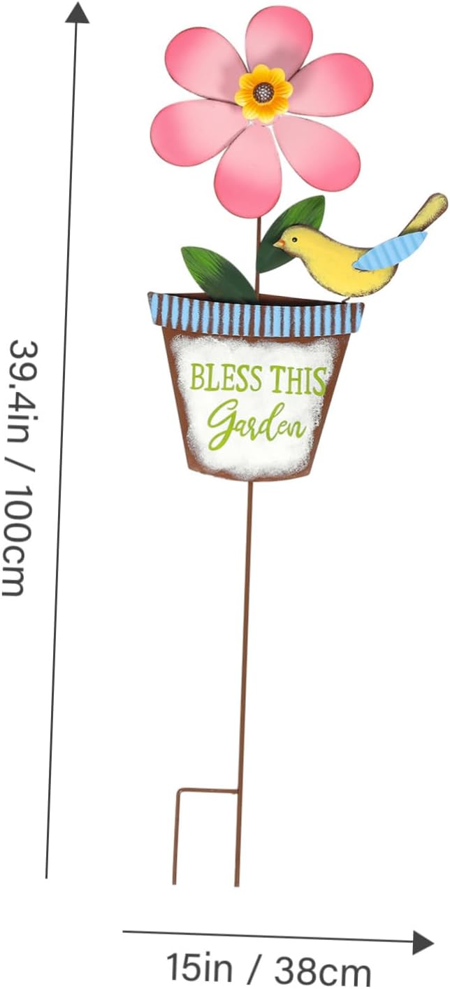 Garden Metal Flower Windmill Outdoor Decor for Gardens Lawns and Parties Durable Rotating Windmill for Friends