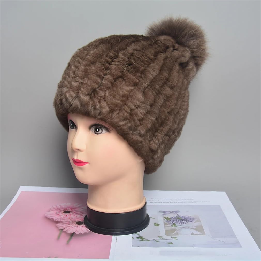 Bonnets tricotés épais et chauds pour femme - Bonnet tricoté à pompon - Bonnet de ski pour l'hiver