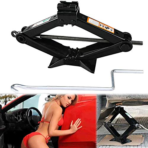 ZanGe Cric à Ciseaux Universel de 2 tonnes avec manivelle pour véhicule Van, Voiture, SUV, kit d'outils de réparation de cric de Voiture, Outil de Levage Professionnel pour cric à Ciseaux