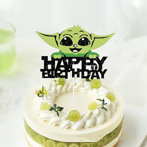 Miniatura 5 de Baby Yoda - Decoración para tartas de cumpleaños con flash de Yoda, decoración de fiesta temática espacial, guerra alienígena, ciencia ficción,