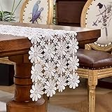 Vetableclothlve White Lace Table Runner, Summer Table Runners 60Inches Doilies for Furniture,Tea Cof