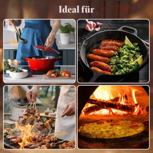 Foto von Flintronic Hitzebeständige Küchenhandschuhe, Hitzeschutzhandschuhe für Drinnen Draußen, Doppellagige Grillhandschuhe aus Reiner Baumwolle, Kochhandschuhe zum Kochen Backen Topfhalten Grill, 26cm