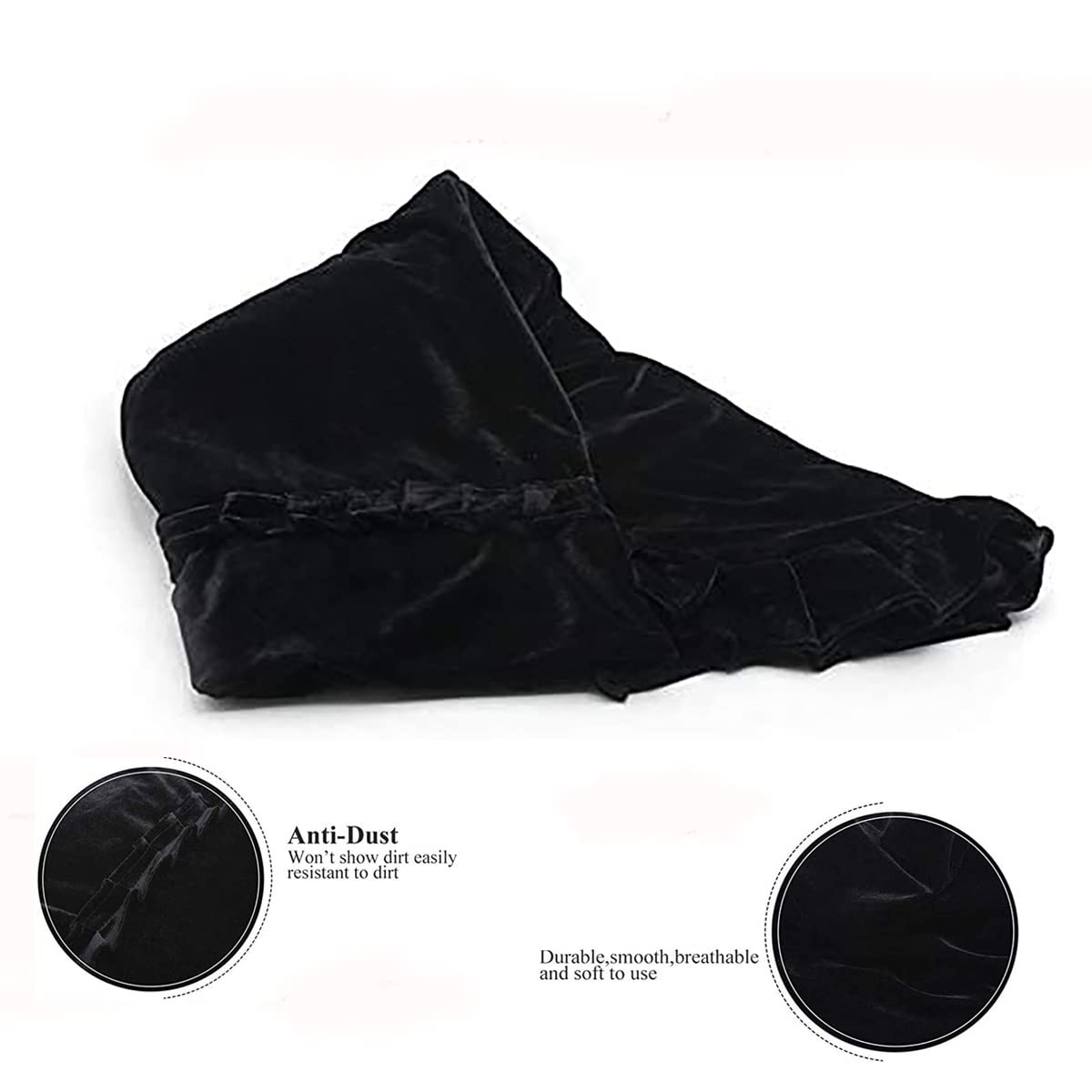 Flügelabdeckung, Klassische Flügelabdeckung, Dekorative Klavierabdeckung, Staubdichte Klavierabdeckung/Black/200 cm (L)