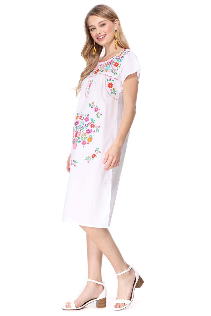 unik Vestido Campesino Tradicional Mexicano del Cinco de Mayo, Talla S-3X - Blanco - XX-Large