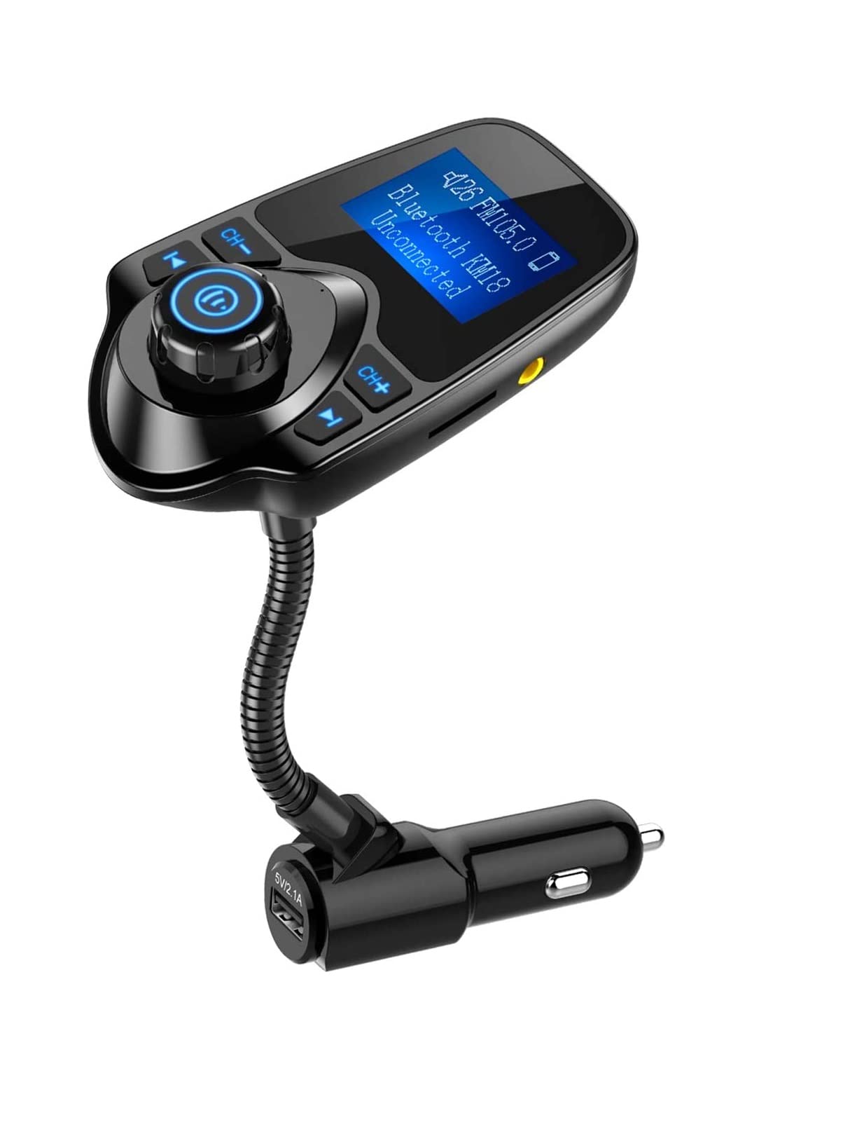 NTECHWireless In-Car Bluetooth FM Transmitter Radio Adapter Car Kit W 1.44 Inch Display Supports TF/SD Card and USB Car Charger For All Smartphones Audio Players