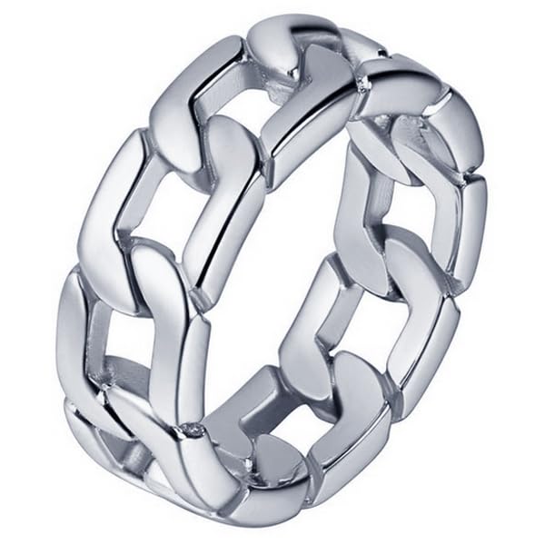 Bague en acier inoxydable pour hommes Cuban Link Argent-20mm anti-rayures et hypoallergénique