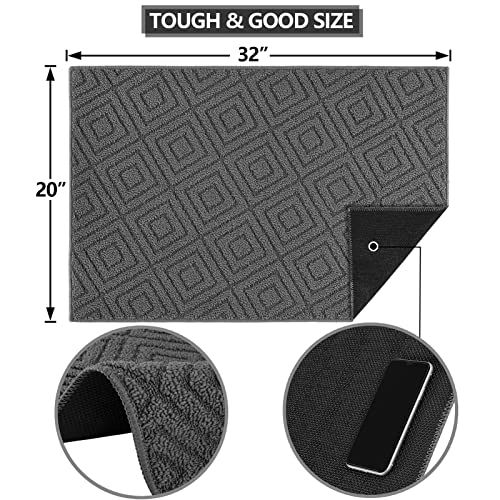 Foneyi Indoor Door Mat, Entryway Rug 20"X32", Absorbent Rubber Backing Non Slip Doormats Indoor, Low Profile Resist Dirt Front Door Mats For Entryway, Machine Washable Dog Mat For Muddy Paws, Grey #TOP1