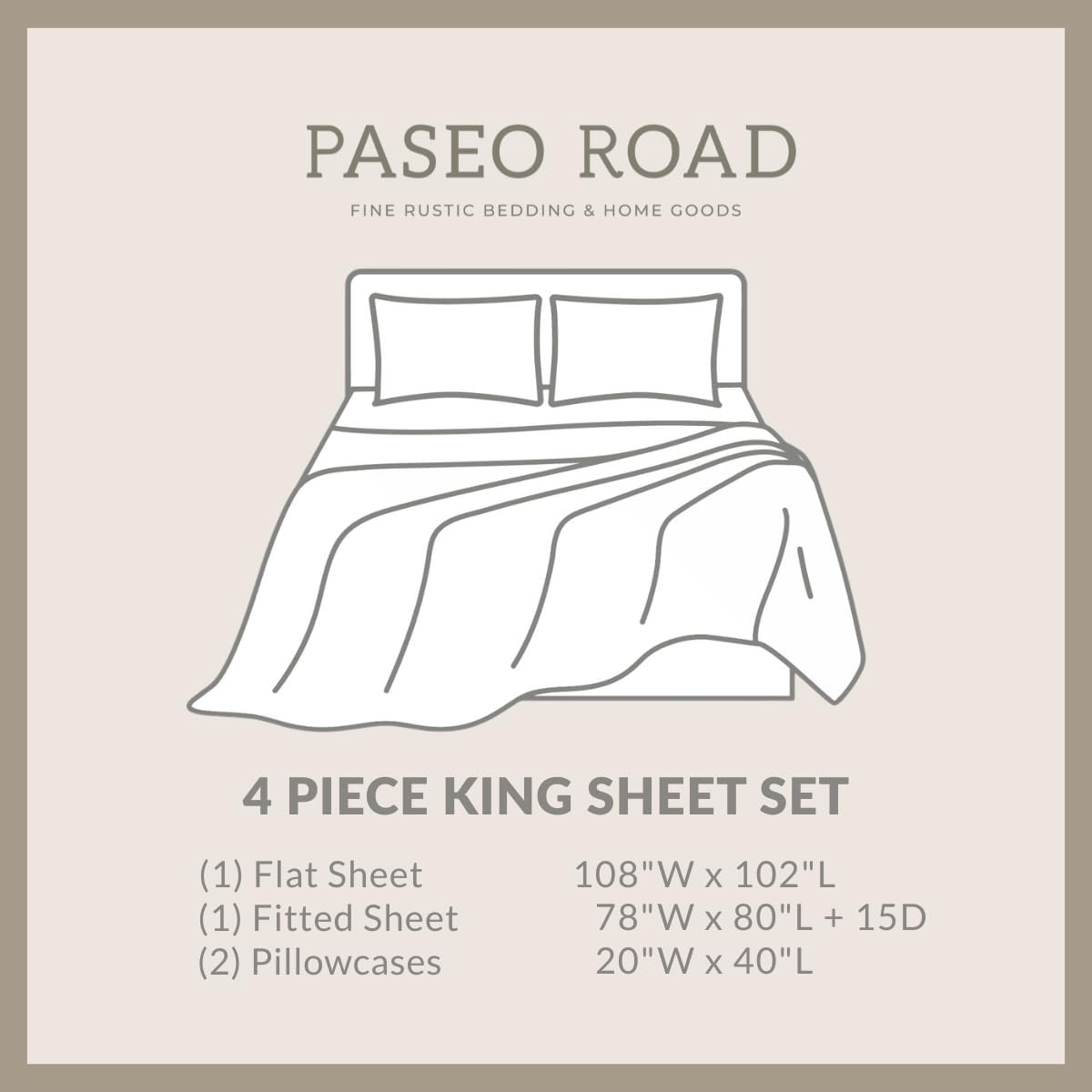 Paseo Road Ranch Life 4 Piece King Western Bed Sheet Set Black, White Cow Cowboy Longhorn Horse Rodeo Print Cotton Rustic Bedding, 1 Flat Sheet, 1 Fitted Sheet, 2 Pillowcases - Image 5