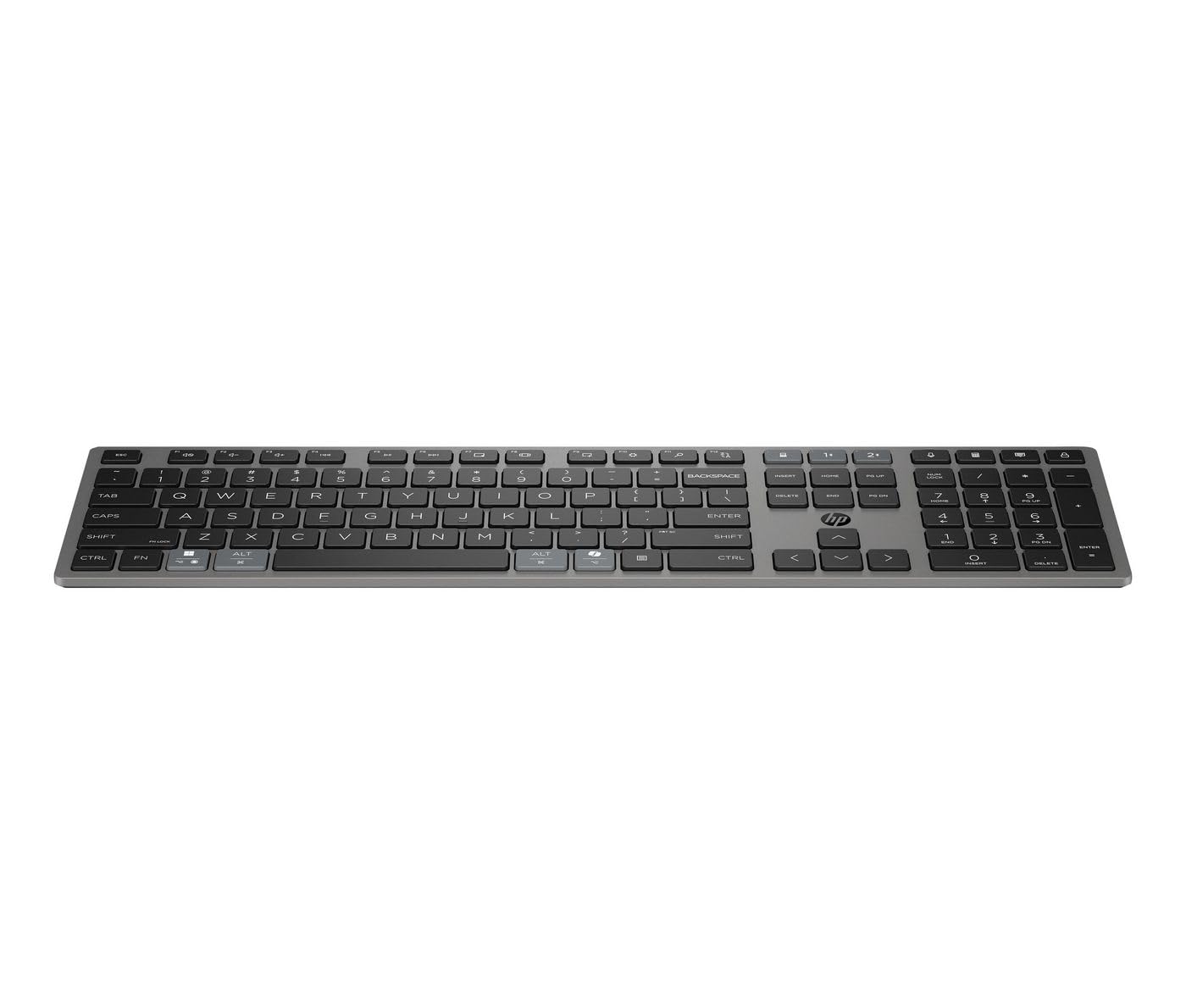 HP 720 Kabellose Tastatur, wiederaufladbar, ultradünn, Dual-Modus (USB Typ A und Bluetooth), für mehrere Geräte, 22 programmierbare Tasten, kompatibel mit Windows 10/11, macOS und ChromeOS, Schwarz