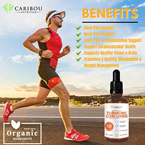 Liquid Turmeric Curcumin With Bioperine For Enhanced Absorption - Turmeric Curcumin Supplement For Joint Support & Anti Inflammatory Support - Turmeric Extract With Black Pepper - 2 Month Supply - 4Oz #TOP5