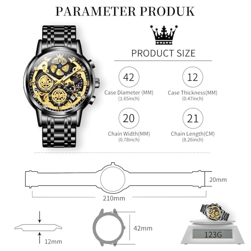 Image of OLEVS Watch Men Stainless Steel Watches Luxury Chronograph Men Wrist Watch | Multifunction,Diamond, Date, Business, Classic,Dress Watch for Men, Gift for Men, reloj de Hombre
