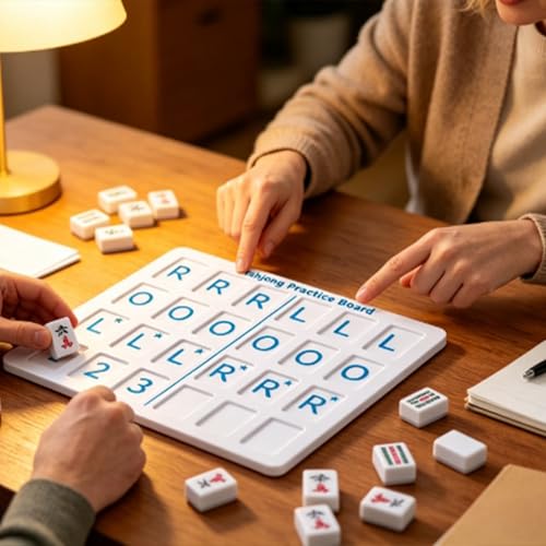 Tablero portátil de práctica Mahjong solo jugador azul miniatura 6