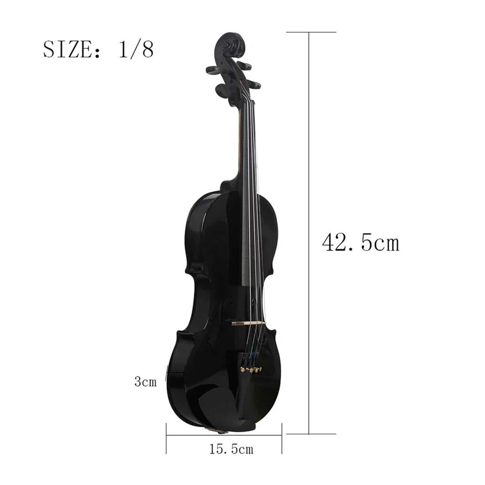 Czarny 1/8 Skrzypce Instrument Strunowy Lite Drewno Ścieżka Dźwiękowa Akcesoria Instrumenty Strunowe Skrzypcowe