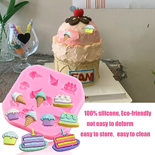 Mujiang Ice Cream Cones Silicone Mold Donut Fondant Molds For Cake Decorating Cupcake Topper Chocolate Popsicle Candy Cake Pop Polymer Clay Gum Paste Set Of 4 #TOP4