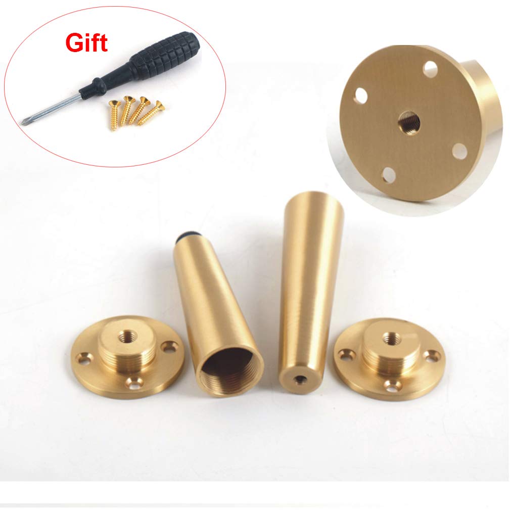 Generico Gambe per Mobili Piedini per Tavolo in Ottone Piedini di Supporto Protezioni per Pavimenti in Rame Puro Funzione Silenziosa 4 Viti Regolabili/in Ottone Antiscivolo (Nero 10 Pollici/25 cm)