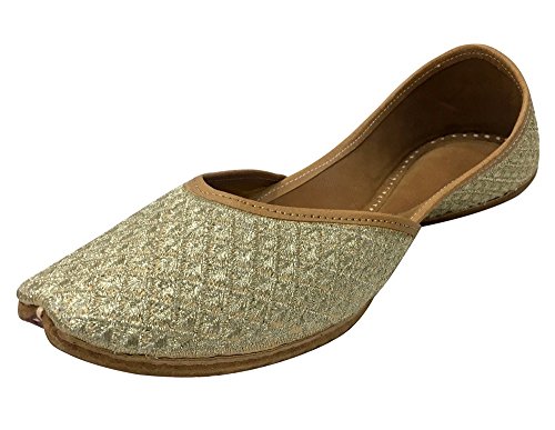 Step n Style Beaded Sandals Ethnic Sandals Khussa Shoes Punjabi Jutti Mojari Jooti Cream Gold