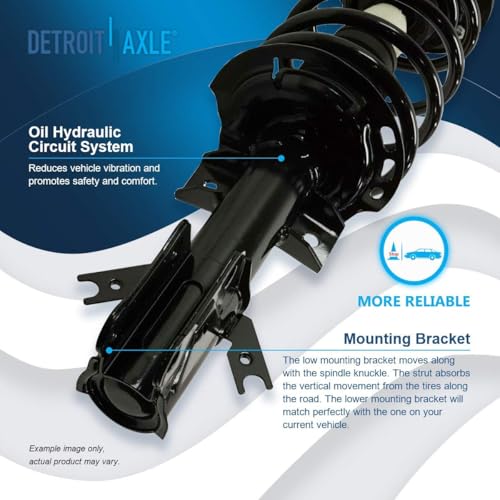 Image of Detroit Axle - FWD Front 12pc Suspension Kit for 2013-2020 Ford Fusion, Struts w /Coil Spring Tie Rods Rear Shock Absorbers Front and Rear Sway Bars 2014 2015 2016 2017 2018 2019 Replacement