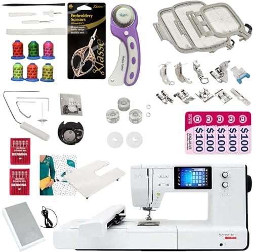 Bernette B79 Sewing & Embroidery Machine Bundle | Includes 3 Hoops, 11...
