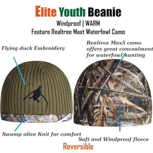 EDTREK Kids Reversible Tech Beanie Hat - Boys Girls Windproof Fleece Winter Hat Country Beanie3