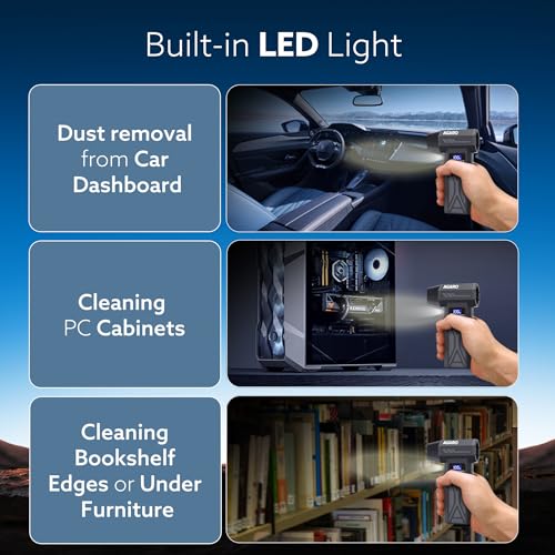 Image of AGARO Electric Air Duster, Powerful 120000 RPM Cordless Mini Blower with 4-Speed Settings, Digital Display & 5200 mAh Battery | Dust Cleaner for Computer, Laptop, Keyboard, Car & Home Cleaning, AD1771