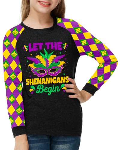 Image of Remimi Girls Thanksgiving Shirts Buffalo Plaid Raglan Tee Cute Turkey Holiday Party Long Sleeve Tshirt 5-14 Years