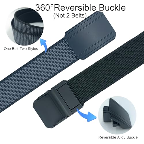 Casual Reversible Belt Men,2 and 1 Mens Belt with Double Sided,Adjustable Canvas Belt for Work,Military,47.24inch2