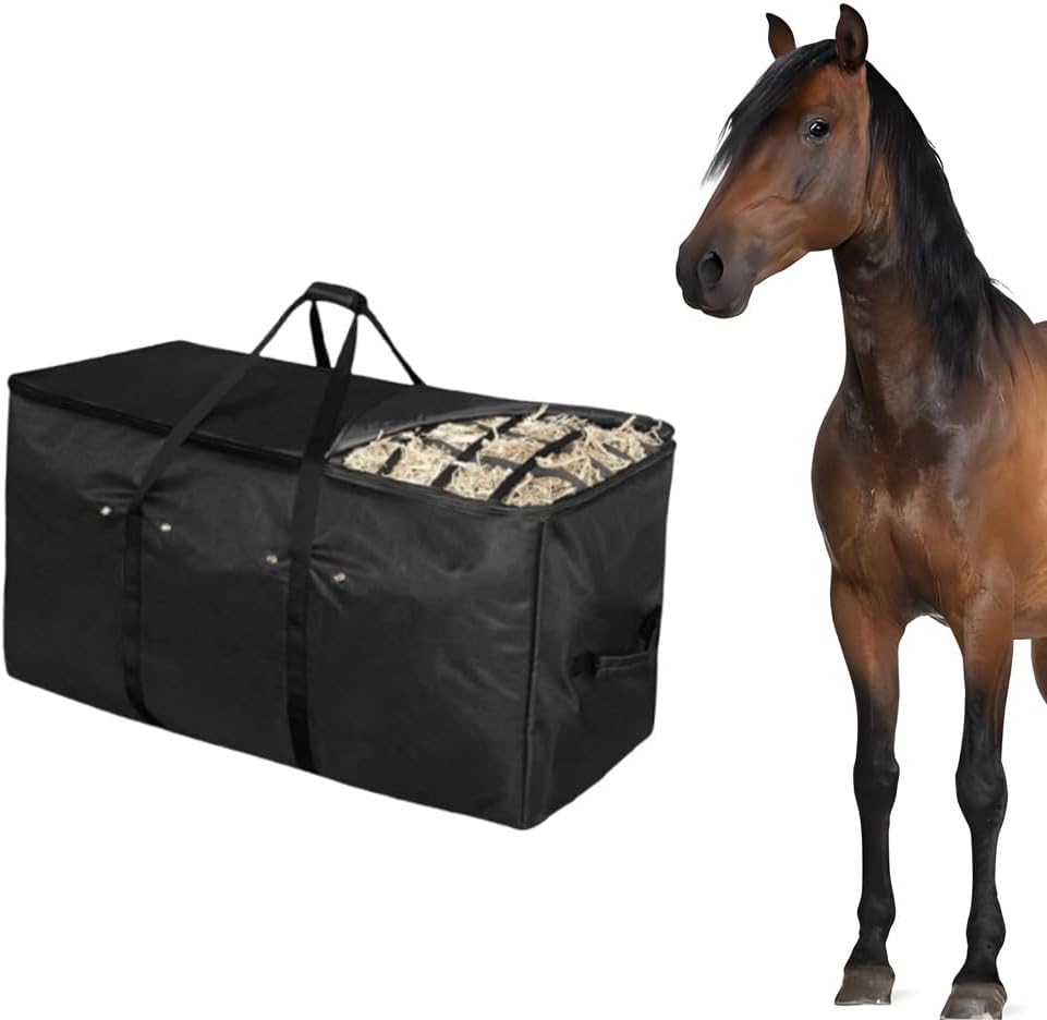 Hay Bags for Horses, 44x18x22inch Extra Large Premium Oxford Heavy Hay Bale,Separated Design Slow Feed Hay Bag Feed Design for Horses, Goats, Sheep, Donkeys, Barn and Stable