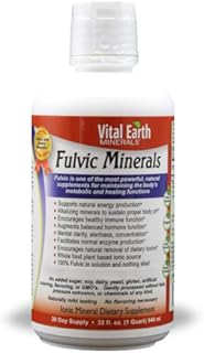 Vital Earth Minerals Fulvic Minerals - 32 Fl. Oz. - One Month Supply - Vegan Liquid Trace Mineral Multimineral Supplement - Almost Tasteless - Whole Food Plant-Based Ionic Minerals