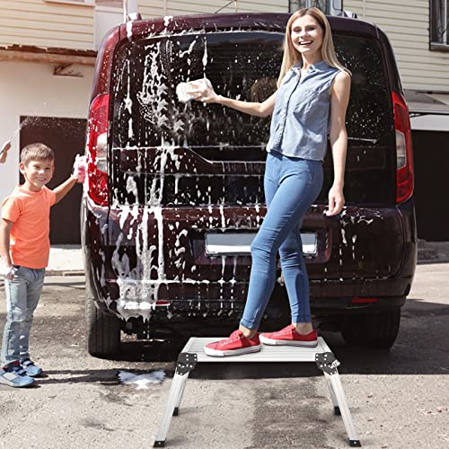 Luisladders Step Ladder Aluminum Work Platform Ladder Drywall Bench Heavy Duty Portable Work Platform Extra-Large Folding Step Bench Ladder En131 330Lbs #TOP6