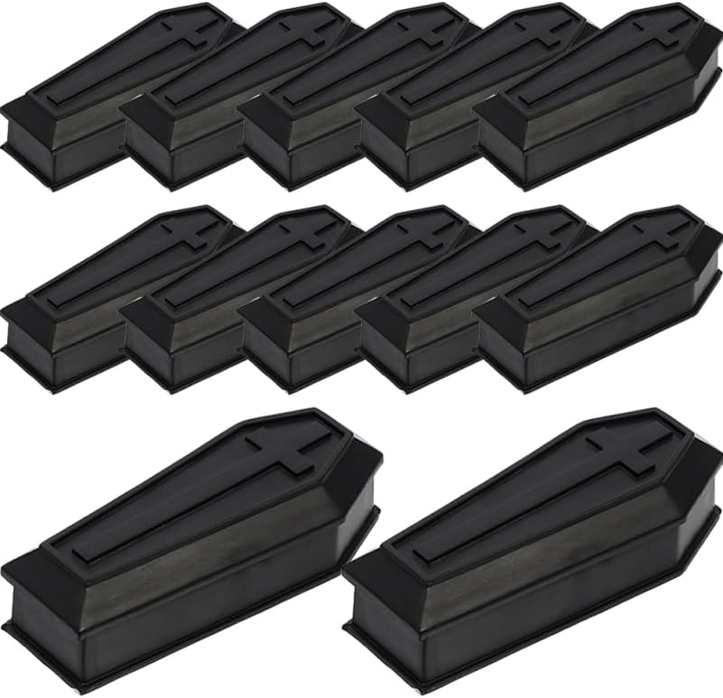 Coffin Model?16Pcs Halloween Treat Boxes with Lid Unique Black Coffin Design for Candy Halloween Party Favors Kids Spooky Decorations