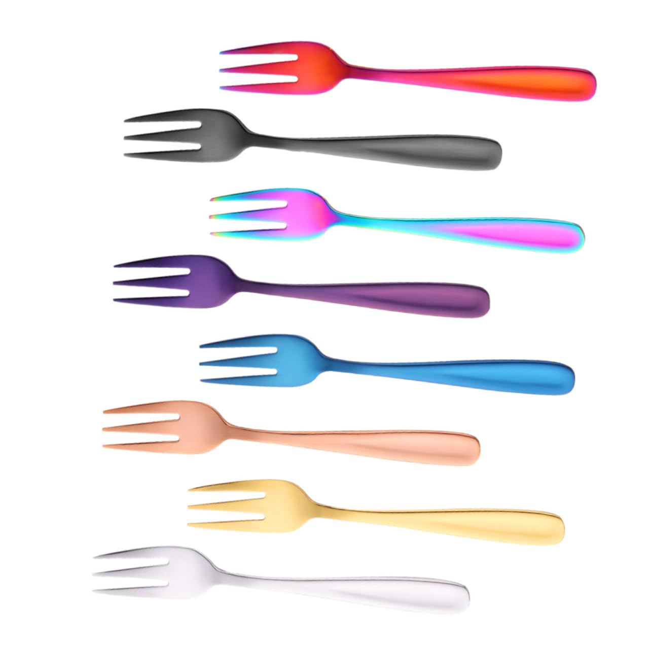 HOLIDYOYO 8pcs Stainless Steel Fruit Fork Mini Cake Fork Dinner Forks Fruit Tasting Fork Forks Fruit Food Pick Appetizer Fork Pastry Forks Cake Serving Fork Tasting Forks Food Forks