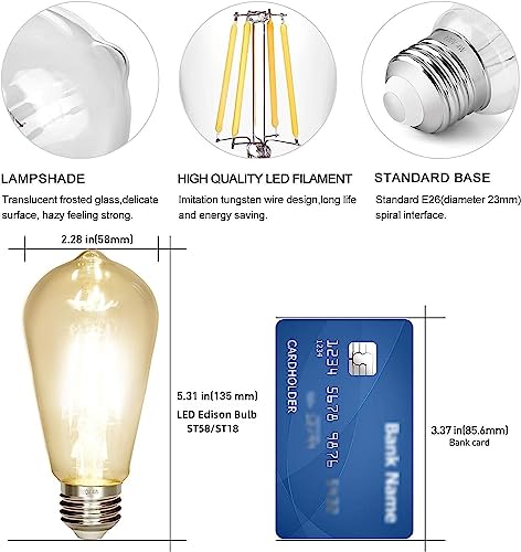 Led Edison Bulb,Antique 40W Vintage Edison Bulb,E26 Light Bulb Non Dimmable Led Bulb 450 Lumens 2700K,Pack Of 3 #TOP3