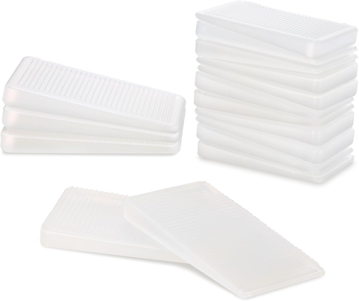 Furniture Levelers, Flexible Plastic Shims - 20 Pack | Furniture Leveling Wedge Shims Anti-Wobble Pad for Chair Table Couch Bed Toilet for Home Improvement, Clear