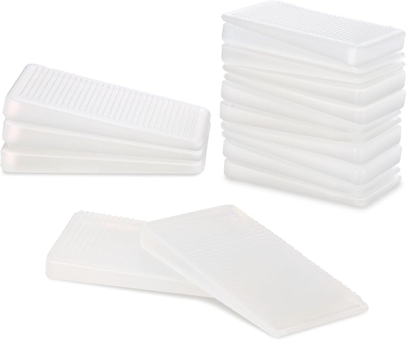 Furniture Levelers, Flexible Plastic Shims - 20 Pack | Furniture Leveling Wedge Shims Anti-Wobble Pad for Chair Table Couch Bed Toilet for Home Improvement, Clear